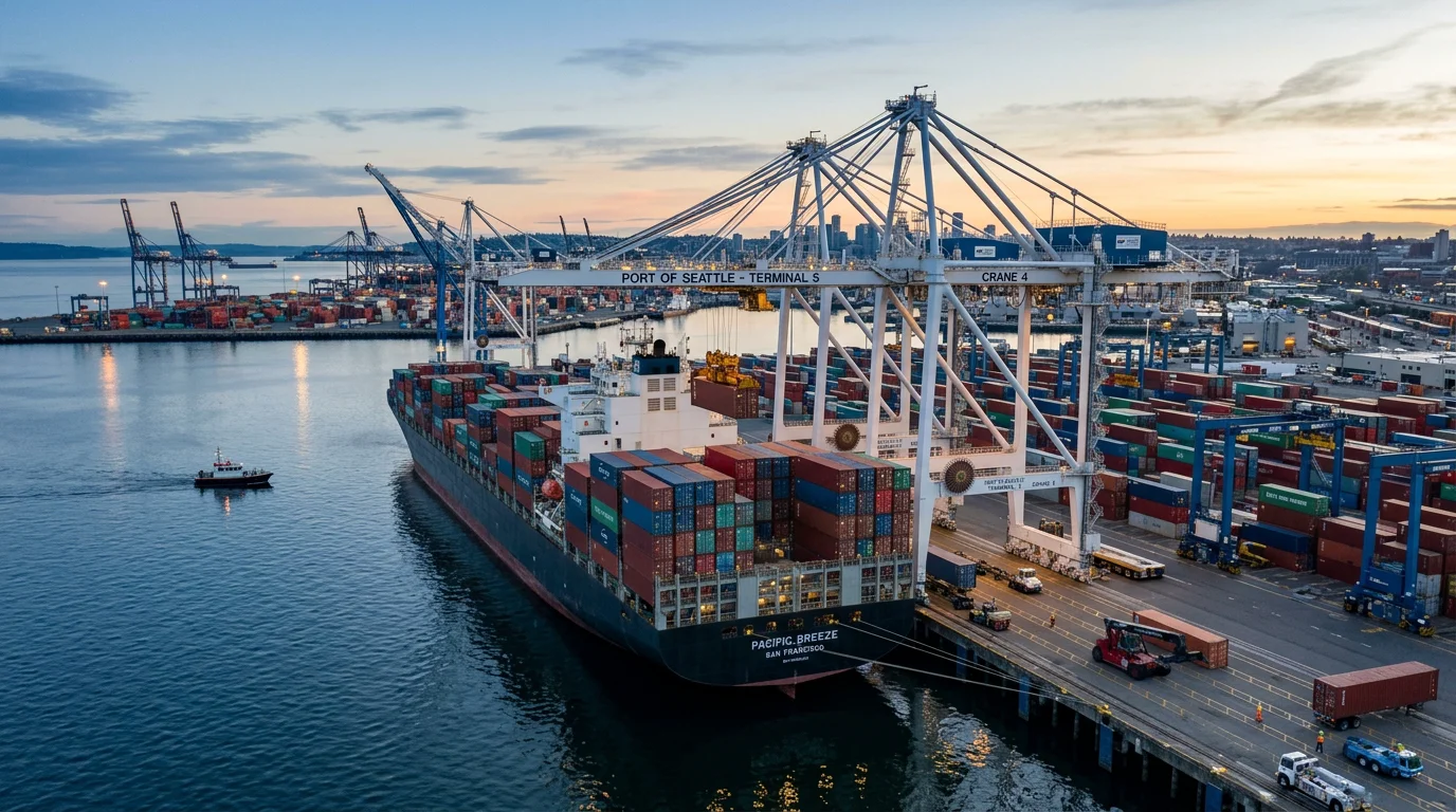 Cargo ship loading containers at an international port under FOB freight terms