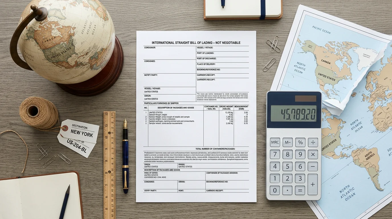 Shipping documents and a globe on a desk representing international Incoterms comparison