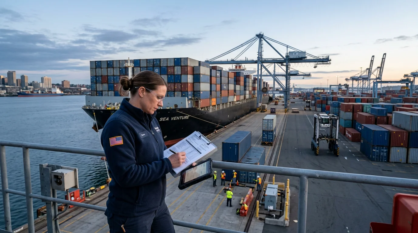 Container port at sunrise illustrating FCA free carrier shipping terms