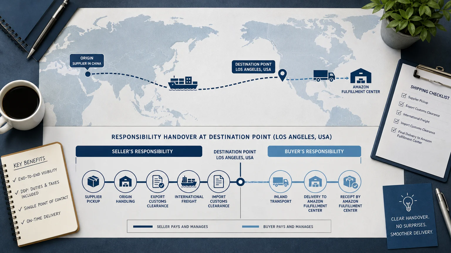 Diagram showing seller and buyer responsibilities under the DAP Incoterm