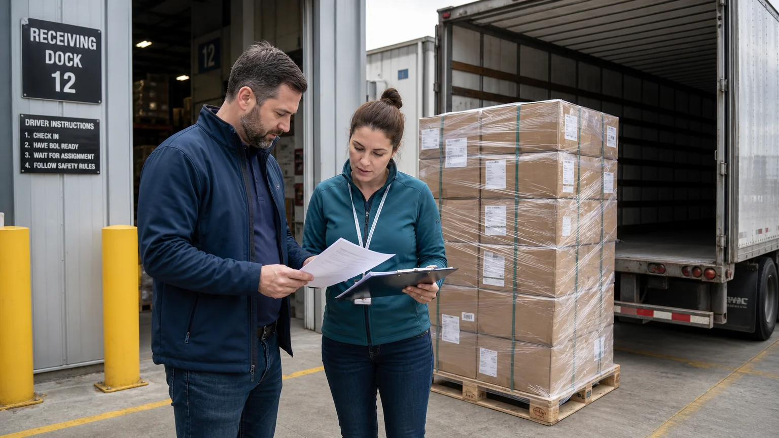 Warehouse teams confirming a DAP delivery and unloading point