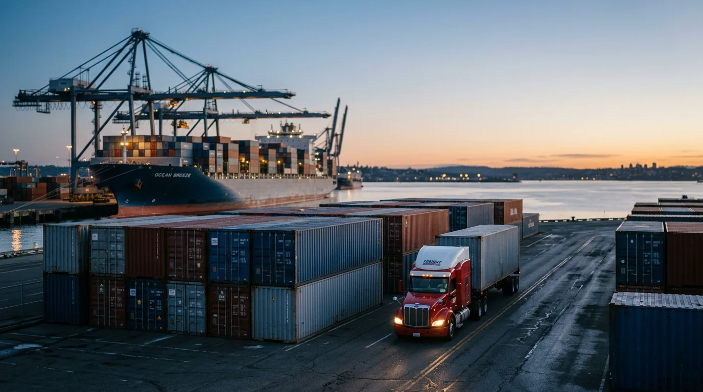 Container terminal showing multiple transport modes used under CPT shipment terms