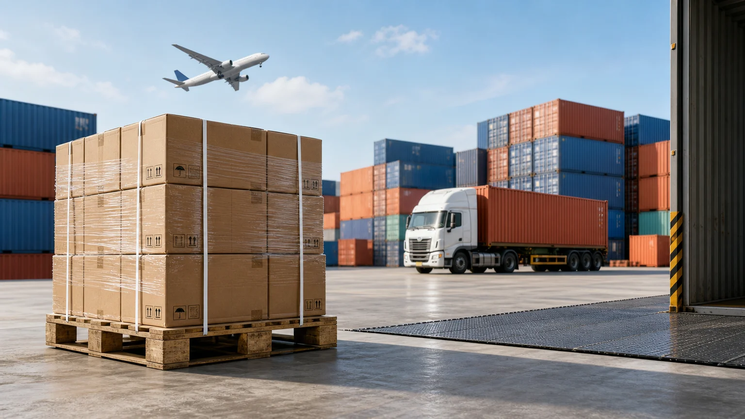 China-to-Amazon freight forwarding and logistics concept
