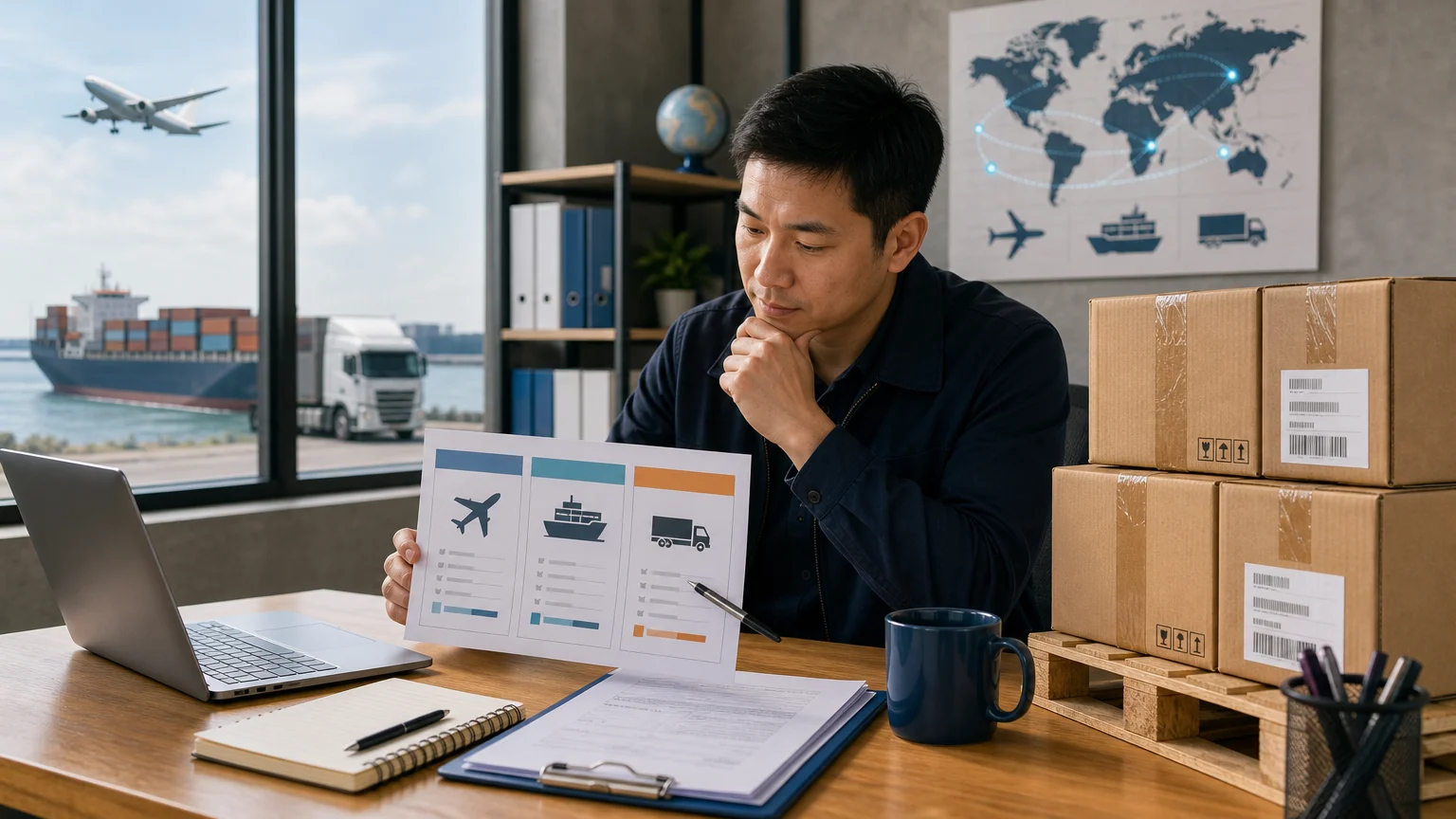 Logistics manager comparing freight routes for Amazon inventory