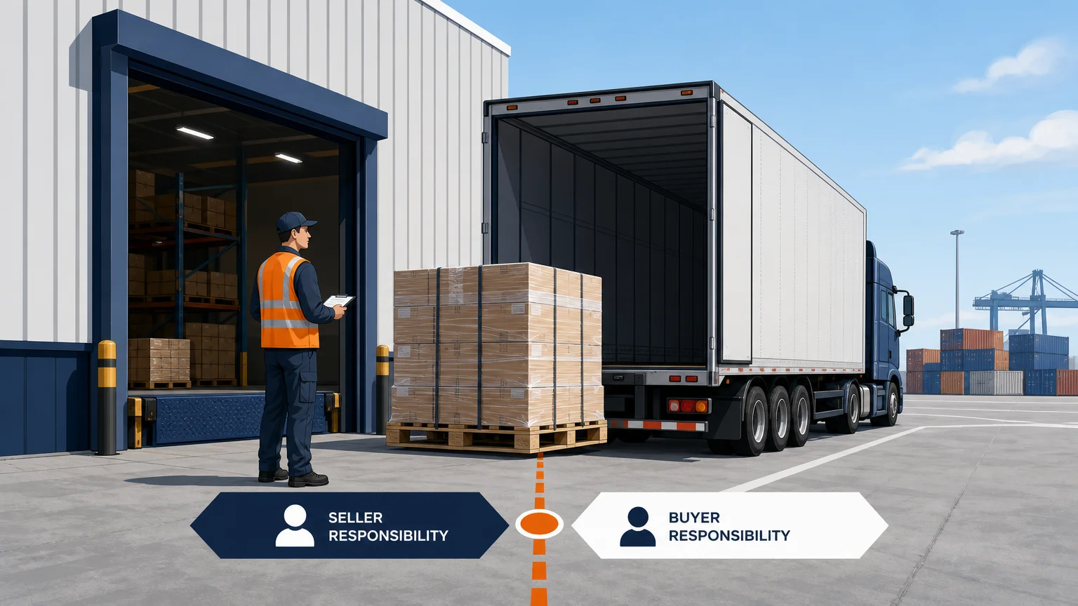 Warehouse handover point showing FCA shipping responsibility