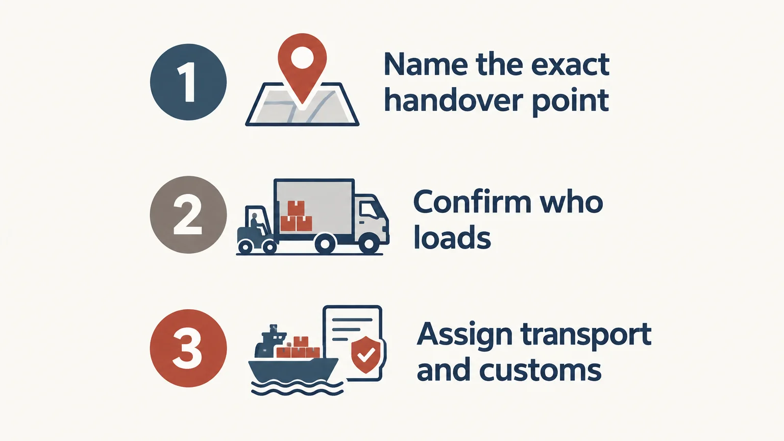 Three-step checklist for confirming FCA delivery details