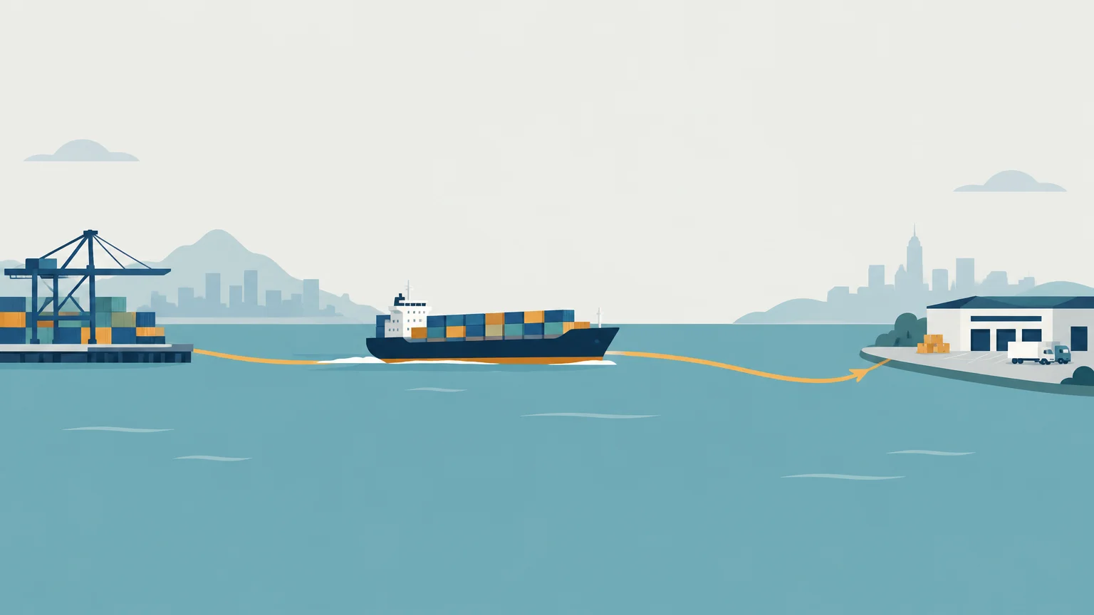 Cargo vessel on a route toward a U.S. fulfillment warehouse