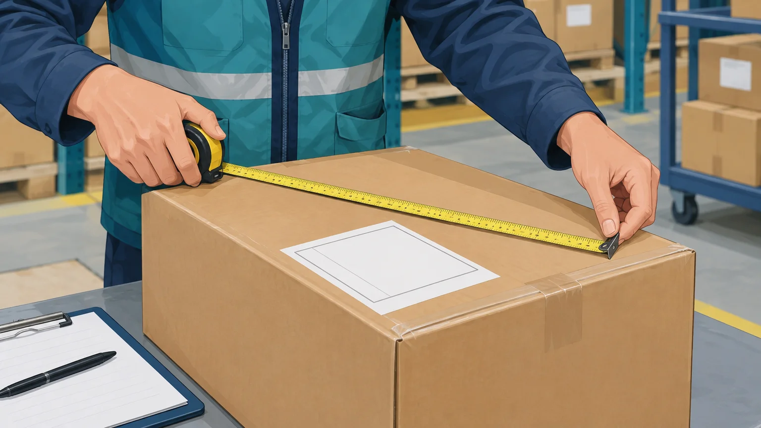 Warehouse worker checking a carton before Amazon FBA shipment