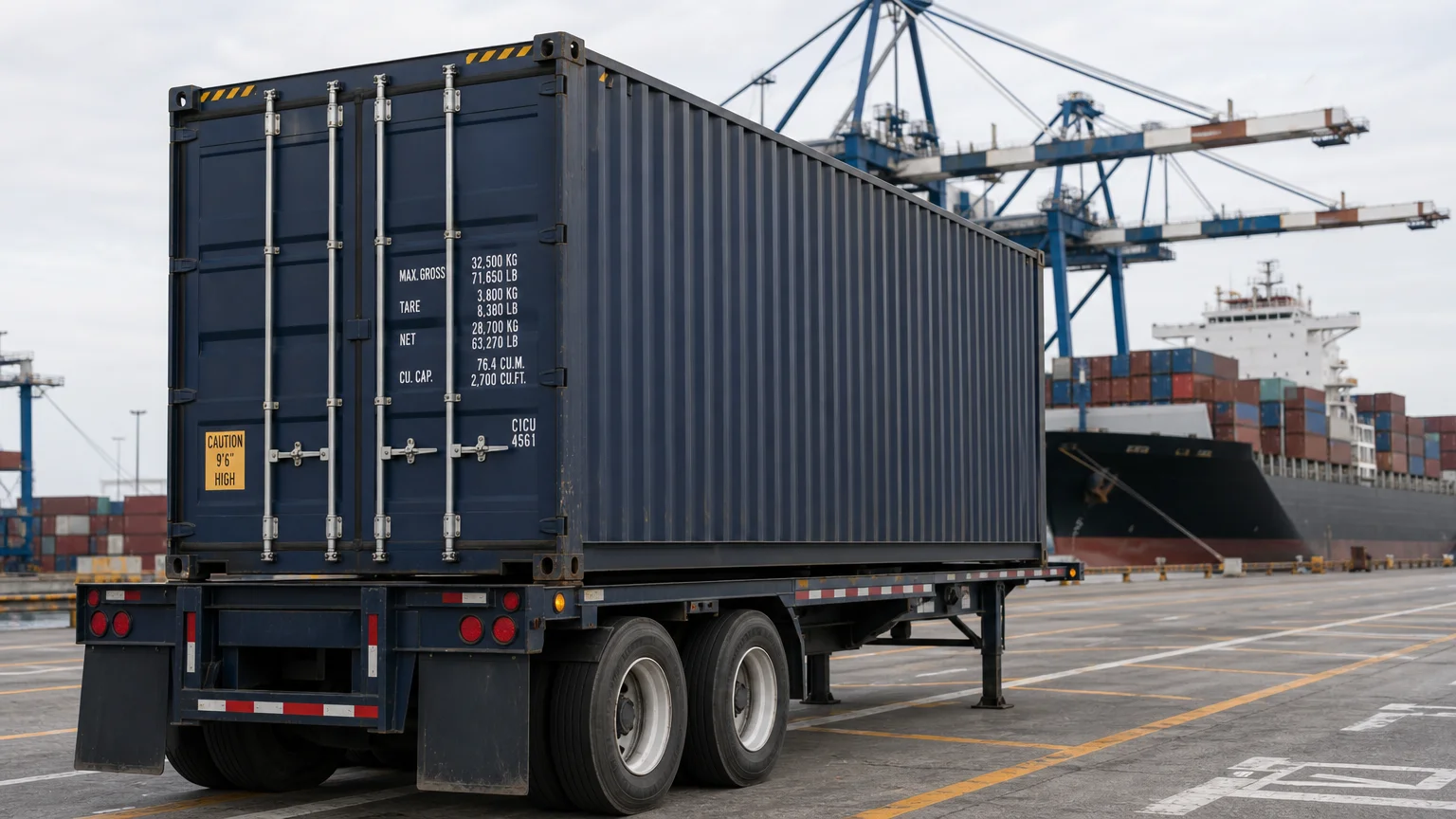 Container waiting at terminal before vessel loading
